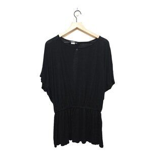 La Blanca Black Rayon Dolman Sleeve Cinched Waist Coverup Sz S